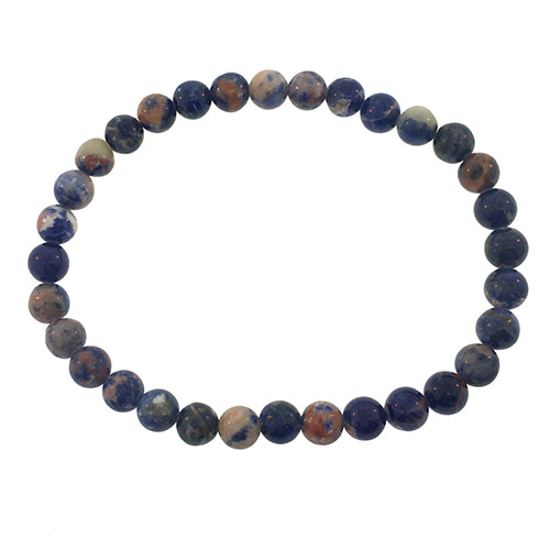 6mm Semiprecious Gemstone Beaded Elastic Bracelet in Matte Sodalite - Jan Leslie 