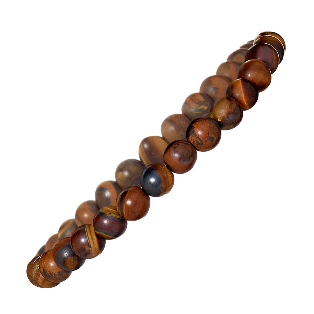 6mm Semiprecious Gemstone Beaded Elastic Bracelet in Tigers Eye I Jan Leslie 