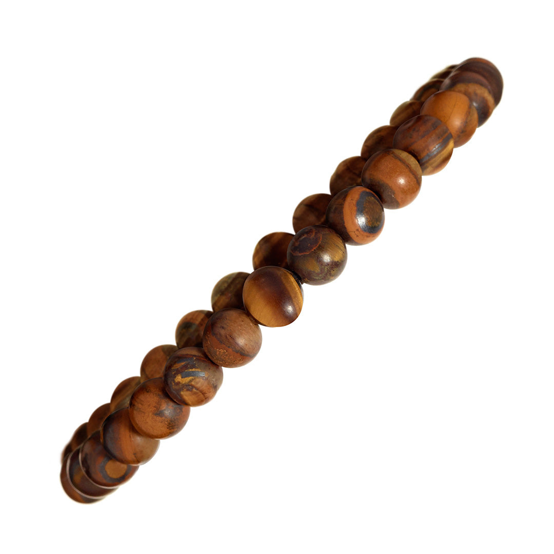 6mm Matte Tigers Eye Gemstone Beaded Elastic Bracelet I Jan Leslie 