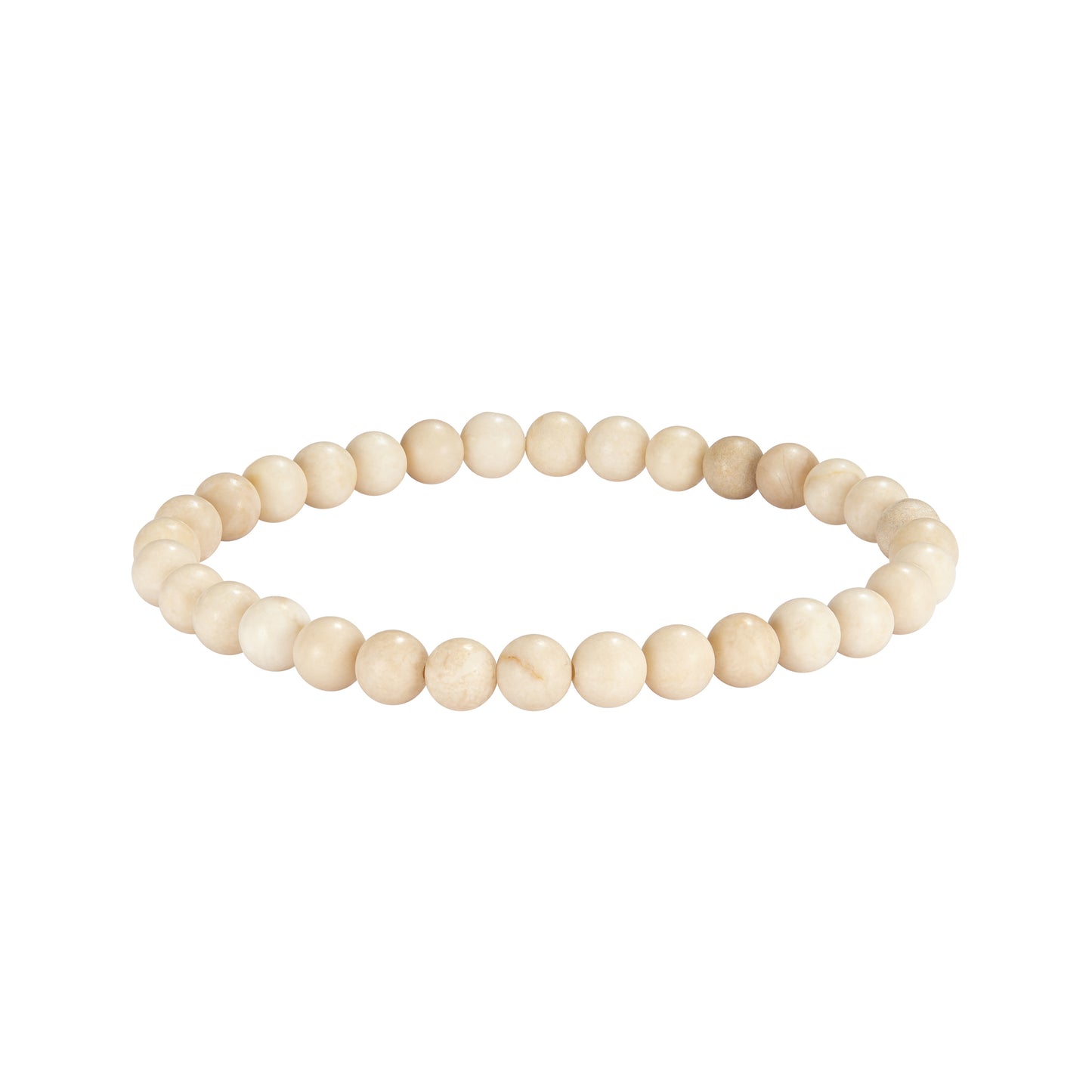 6mm Semiprecious Gemstone Beaded Elastic Bracelet in Matte Bone- Jan Leslie Cufflinks and Accessories