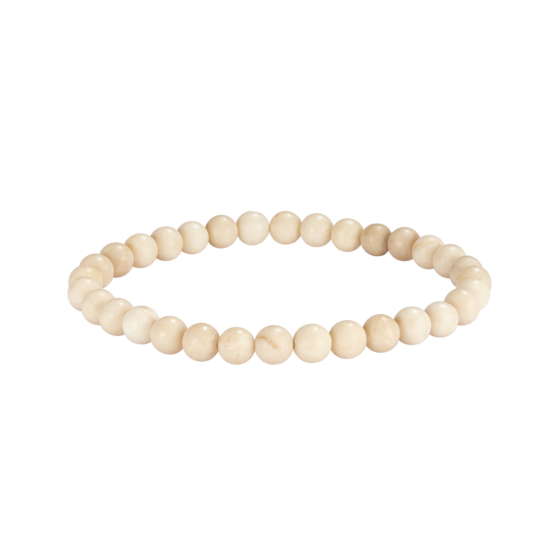 6mm Semiprecious Gemstone Beaded Elastic Bracelet in Matte Bone- Jan Leslie Cufflinks and Accessories