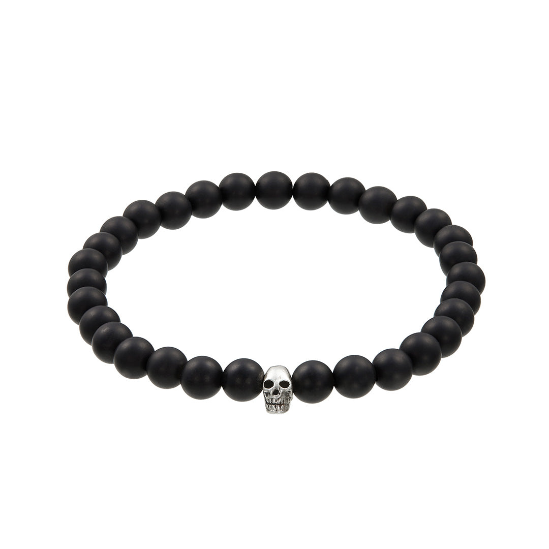 JAN LESLIE GEMSTONE & SKULL BRACELET in matte onyx I Jan Leslie Cufflinks and Accessories. 
