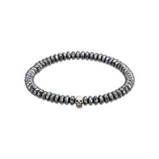 JAN LESLIE GEMSTONE & SKULL BRACELET in faceted hematite I Jan Leslie Cufflinks and Accessories. 