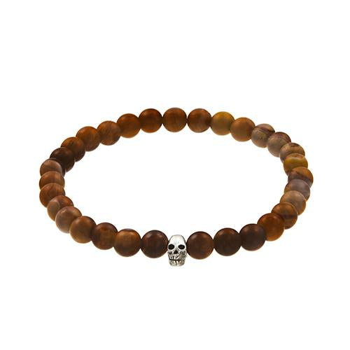 JAN LESLIE GEMSTONE & SKULL BRACELET in tiger's eye I Jan Leslie Cufflinks and Accessories. 
