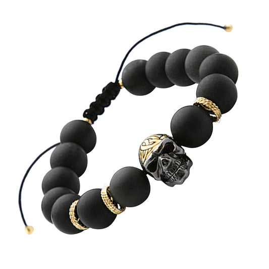Articulated Skull Gemstone Beaded Sterling Gold Vermeil Bracelet