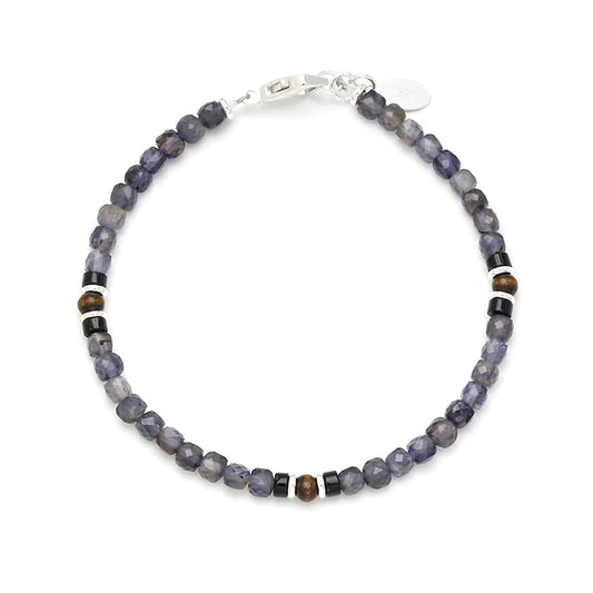 Rutilated Quartz Bead Bracelet with Wood and Sterling Silver Spacers I Jan Leslie Cufflinks and Accessories.