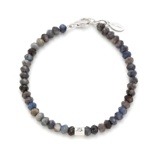 Sapphire Bead Bracelet with Diamond Accent Silver Tube I Jan Leslie Cufflinks and Accessories.