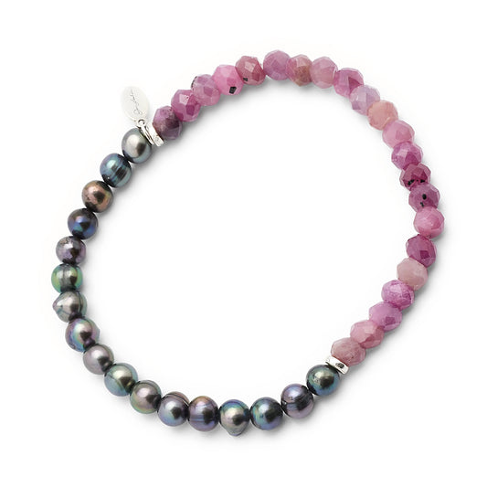 Men's Red Ruby and Freshwater Pearls Split Beaded Bracelet Media I Jan Leslie Cufflinks and Accessories.