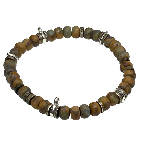 Power Stone Stretch Gemstone Bracelet in matte unakite  | Jan Leslie Cufflinks and Accessories. 
