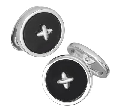 Gemstone Button Cufflinks in black onyx- Jan Leslie Cufflinks and Accessories