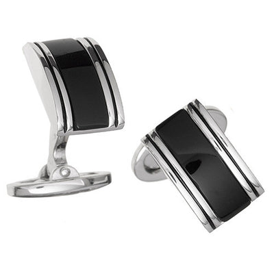 Black Onyx Rounded Rectangular Gemstone Cufflinks by Jan Leslie