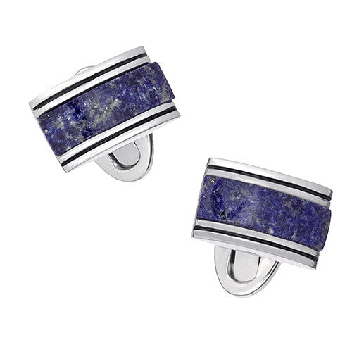 Blue Lapis Rounded Rectangular Gemstone Cufflinks by Jan Leslie