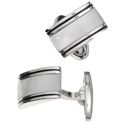 Mother of Pearl Rounded Rectangular Gemstone Cufflinks by Jan Leslie