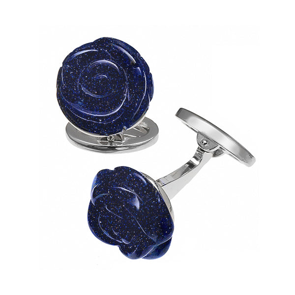 Rose Hand-Carved Sterling Cufflinks