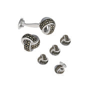 Marcasite Pave' Knot Sterling Silver Cufflinks and Tuxedo Studs I Jan Leslie Cufflinks and Accessories. 