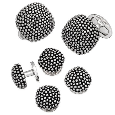 Granulated Soft Square Domed Tuxedo Set - Cufflinks and Studs - Jan Leslie Cufflinks and Accessories