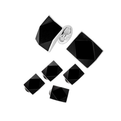 Diamond Facet Texture Gemstone Sterling Silver Cufflinks and Tuxedo Studs I Jan Leslie Cufflinks and Accessories. 