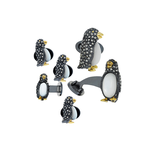 Gemstone Penguin Tuxedo Cuflinks and Studs – Jan Leslie