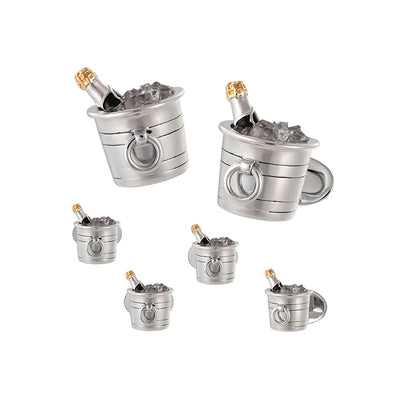 Champagne Bucket Sterling Silver Cufflinks and Tuxedo Studs I Jan Leslie Cufflinks and Accessories. 