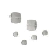 Brushed Soft Square Sterling Silver Cufflinks and Tuxedo Studs with Diamonds I Jan Leslie Cufflinks and Tuxedo Studs. 