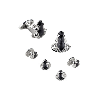Enamel Frog Sterling Silver Tuxedo Formal Set - Cufflinks and Studs  I Jan Leslie Cufflinks and Accessories. 