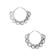 Koi Cascade Mother of Pearl Small Hoop Sterling Silver Earrings in white mother of pearl with diamonds on silver I Jan Leslie Cufflinks and Accessories. 