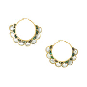 Koi Cascade Mother of Pearl Small Hoop Sterling Silver Earrings in white mother of pearl with abalone on gold I Jan Leslie Cufflinks and Accessories. 