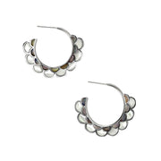 Koi Cascade Mother of Pearl Small Hoop Sterling Silver Earrings in grey and white mother of pearl on silver I Jan Leslie Cufflinks and Accessories.
