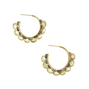 Koi Cascade Mother of Pearl Small Hoop Sterling Silver Earrings in yellow and brown mother of pearl on gold I Jan Leslie Cufflinks and Accessories. 