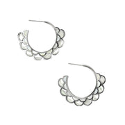 Koi Cascade Mother of Pearl Small Hoop Sterling Silver Earrings on white mother of pearl on silver I Jan Leslie Cufflinks and Accessories. 