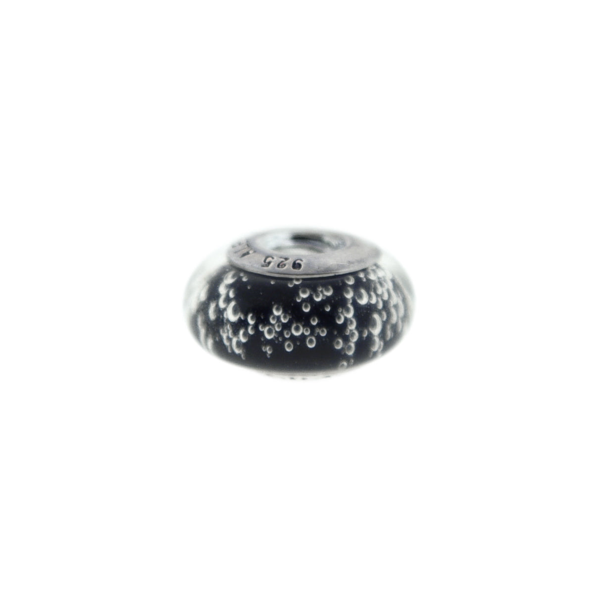 Murano Glass Bead Sterling Silver Cufflinks in Black Bubble I Jan Leslie Cufflinks and Accessories. 