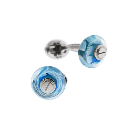 Single Post Create Your Own Murano Glass Bead Sterling Silver Cufflinks with Blue Glass Beads I Jan Leslie Cufflinks and Accessories.