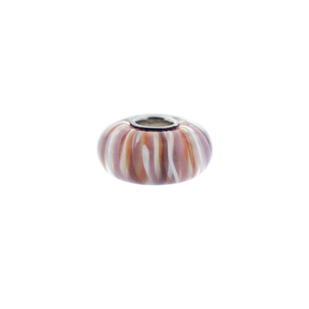 Murano Glass Bead Sterling Silver Cufflinks in White and Brown Stripe I Jan Leslie Cufflinks and Accessories. 