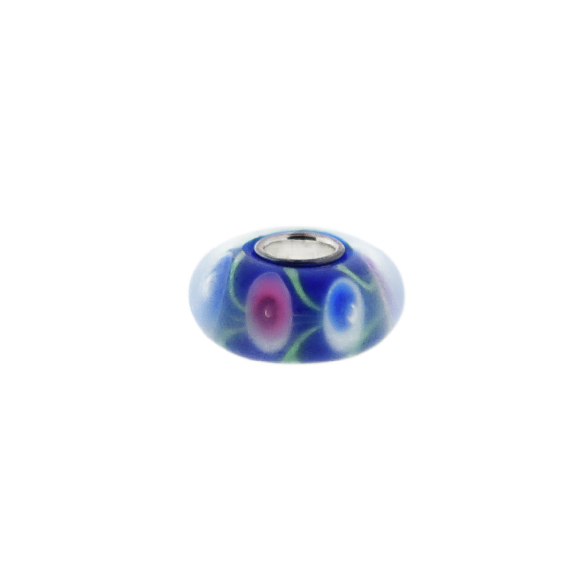 Murano Glass Bead Sterling Silver Cufflinks in Floral Blue I Jan Leslie Cufflinks and Accessories. 
