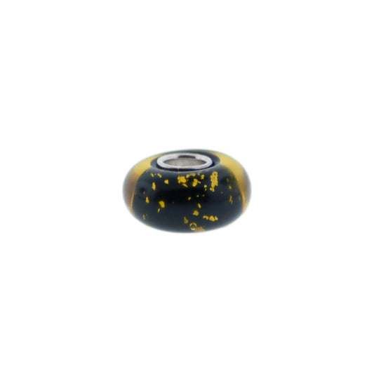 Murano Glass Bead Sterling Silver Cufflinks Black + Orange Gold I Jan Leslie Cufflinks and Accessories. 