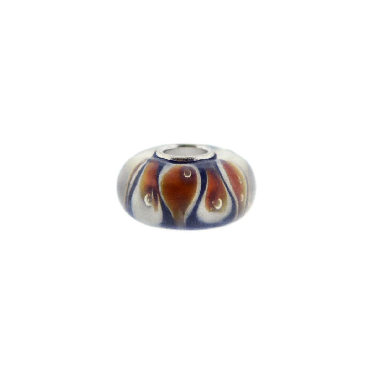 Murano Glass Bead Sterling Silver Cufflinks in Black Orange and Brown I Jan Leslie Cufflinks and Accessories. 