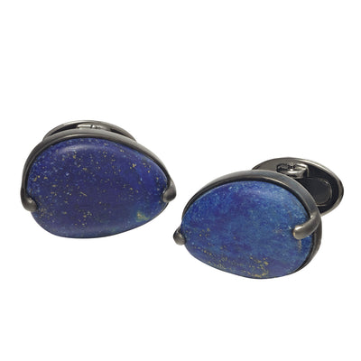Abstract Matte Lapis Gemstone Black Ruthenium Cufflinks I Jan Leslie 
