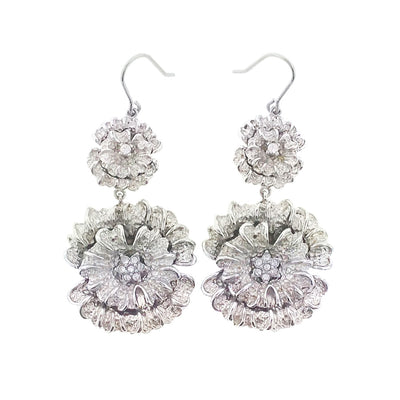 Flower Dangle Sterling Silver Earrings in silver I Jan Leslie Cufflinks and Accessories. 