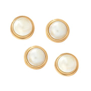 Round Mabé Pearl & Gold Vermeil Grooved Bezel Tuxedo Studs Set of 4 - Jan Leslie Cufflinks and Accessories