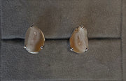 Geode Druzy Crystallized Gemstone Sterling Silver Cufflinks in cufflink box. 
