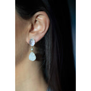 Jan Leslie 'Heaven' drop earrings in 18k gold with luminous white stone drop
