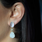 Jan Leslie 'Heaven' drop earrings in 18k gold with luminous white stone drop