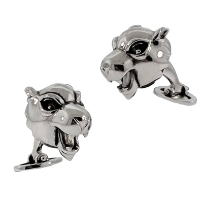 Panther Head Sterling Silver Cufflinks I Jan Leslie Cufflinks and Accessories. 