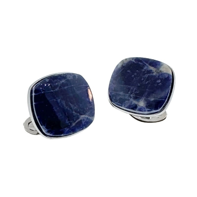 Blue gemstones on 925 sterling silver cufflinks. No two stones are exactly alike- hand picked from Jan Leslie. 