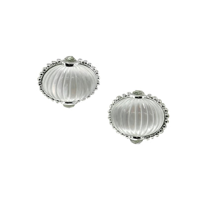 Carved Moonstone Sterling Silver Post Earrings I Jan Leslie Earring Collection. 