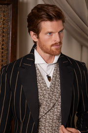 Male model wearing One of a Kind Arrow Pendant Sterling Silver Necklace. 