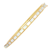 Dash Rectangle Gemstone Sterling Silver Bangle Bracelet with mother of pearl inlay | Jan Leslie 