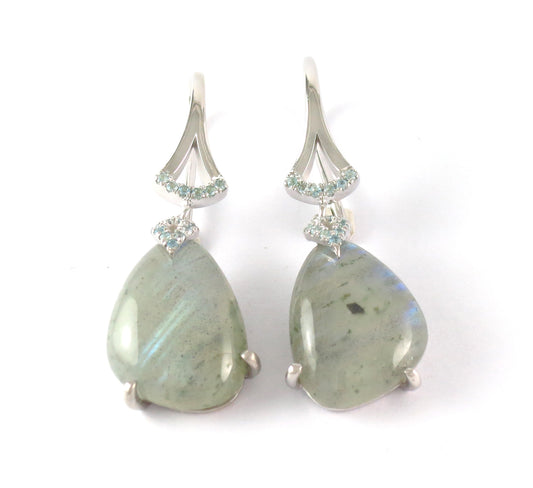 Koi Cascade Labradorite Sterling Silver Earrings with Pave' Detail I Jan Leslie