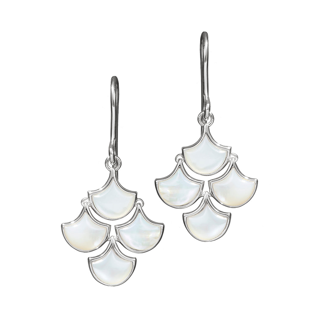 Koi Cascade Moving Mother of Pearl Earring Petite in white mother of pearl on sterling silver I Jan Leslie Cufflinks and Accessories. 