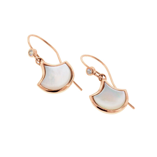 Koi Cascade Dangle Mother of Pearl Sterling Silver Earrings in white mother of pearl on rose gold I Jan Leslie Cufflinks and Accessories. 